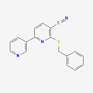 molecular formula C18H13N3S B5550190 6-(苄硫基)-2,3'-联吡啶-5-腈 