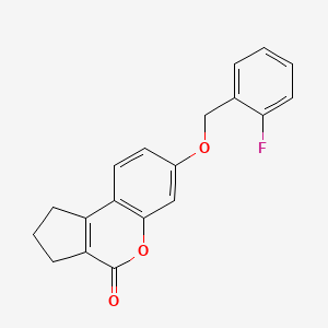 molecular formula C19H15FO3 B5550243 7-[(2-fluorobenzyl)oxy]-2,3-dihydrocyclopenta[c]chromen-4(1H)-one 
