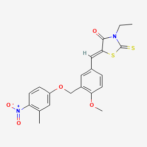 molecular formula C21H20N2O5S2 B5550273 3-乙基-5-{4-甲氧基-3-[(3-甲基-4-硝基苯氧基)甲基]亚苄基}-2-硫代-1,3-噻唑烷-4-酮 