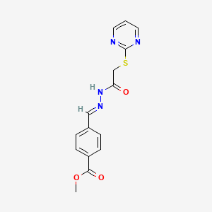 molecular formula C15H14N4O3S B5550312 methyl 4-{2-[(2-pyrimidinylthio)acetyl]carbonohydrazonoyl}benzoate 