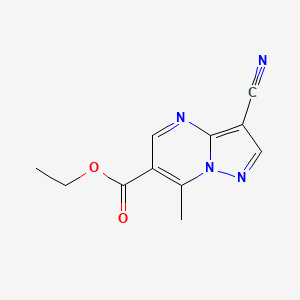 molecular formula C11H10N4O2 B5550366 ethyl 3-cyano-7-methylpyrazolo[1,5-a]pyrimidine-6-carboxylate CAS No. 64689-82-3