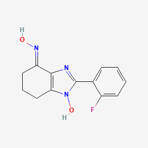 molecular formula C13H12FN3O2 B5550428 2-(2-fluorophenyl)-1-hydroxy-1,5,6,7-tetrahydro-4H-benzimidazol-4-one oxime 