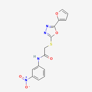molecular formula C14H10N4O5S B5550450 2-{[5-(2-furyl)-1,3,4-oxadiazol-2-yl]thio}-N-(3-nitrophenyl)acetamide 