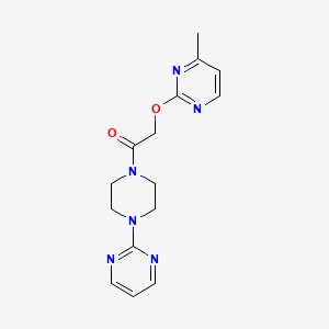 molecular formula C15H18N6O2 B5550545 4-methyl-2-{2-oxo-2-[4-(2-pyrimidinyl)-1-piperazinyl]ethoxy}pyrimidine 