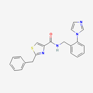 molecular formula C21H18N4OS B5550591 2-苄基-N-[2-(1H-咪唑-1-基)苄基]-1,3-噻唑-4-甲酰胺 