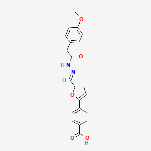 molecular formula C21H18N2O5 B5550606 4-(5-{2-[(4-methoxyphenyl)acetyl]carbonohydrazonoyl}-2-furyl)benzoic acid 