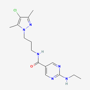 molecular formula C15H21ClN6O B5550645 N-[3-(4-氯-3,5-二甲基-1H-吡唑-1-基)丙基]-2-(乙氨基)-5-嘧啶甲酰胺 