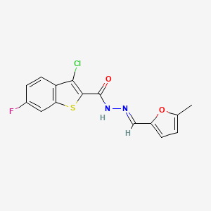molecular formula C15H10ClFN2O2S B5550650 3-chloro-6-fluoro-N'-[(5-methyl-2-furyl)methylene]-1-benzothiophene-2-carbohydrazide 