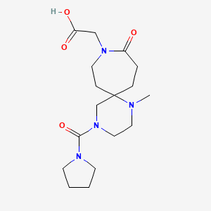 molecular formula C17H28N4O4 B5550705 [1-methyl-10-oxo-4-(pyrrolidin-1-ylcarbonyl)-1,4,9-triazaspiro[5.6]dodec-9-yl]acetic acid 