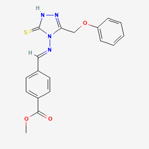 molecular formula C18H16N4O3S B5550726 methyl 4-({[3-mercapto-5-(phenoxymethyl)-4H-1,2,4-triazol-4-yl]imino}methyl)benzoate 