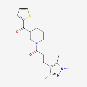 molecular formula C19H25N3O2S B5550750 2-噻吩基{1-[3-(1,3,5-三甲基-1H-吡唑-4-基)丙酰]-3-哌啶基}甲苯酮 