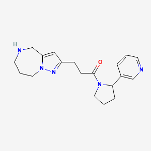 molecular formula C19H25N5O B5550758 2-{3-oxo-3-[2-(3-pyridinyl)-1-pyrrolidinyl]propyl}-5,6,7,8-tetrahydro-4H-pyrazolo[1,5-a][1,4]diazepine dihydrochloride 
