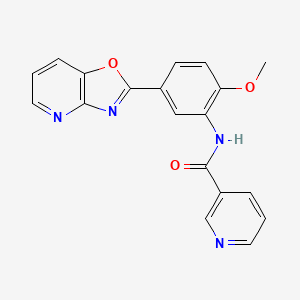 molecular formula C19H14N4O3 B5550769 N-(2-methoxy-5-[1,3]oxazolo[4,5-b]pyridin-2-ylphenyl)nicotinamide 