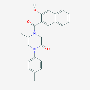 molecular formula C23H22N2O3 B5550781 4-(3-hydroxy-2-naphthoyl)-5-methyl-1-(4-methylphenyl)-2-piperazinone 