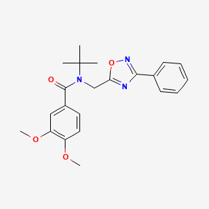 molecular formula C22H25N3O4 B5550794 N-(tert-butyl)-3,4-dimethoxy-N-[(3-phenyl-1,2,4-oxadiazol-5-yl)methyl]benzamide 