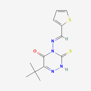 molecular formula C12H14N4OS2 B5550820 6-叔丁基-4-[(2-噻吩亚甲基)氨基]-3-硫代-3,4-二氢-1,2,4-三嗪-5(2H)-酮 