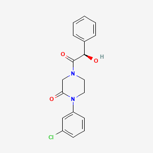 molecular formula C18H17ClN2O3 B5550844 1-(3-chlorophenyl)-4-[(2R)-2-hydroxy-2-phenylacetyl]-2-piperazinone 