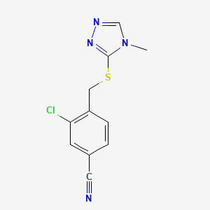 molecular formula C11H9ClN4S B5550894 3-chloro-4-{[(4-methyl-4H-1,2,4-triazol-3-yl)thio]methyl}benzonitrile 
