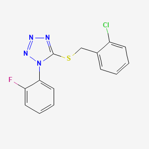 molecular formula C14H10ClFN4S B5550899 5-[(2-chlorobenzyl)thio]-1-(2-fluorophenyl)-1H-tetrazole 