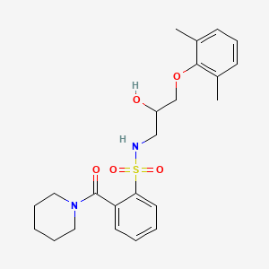 molecular formula C23H30N2O5S B5550900 N-[3-(2,6-dimethylphenoxy)-2-hydroxypropyl]-2-(1-piperidinylcarbonyl)benzenesulfonamide 