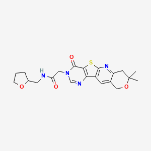 molecular formula C21H24N4O4S B5550909 2-(8,8-dimethyl-4-oxo-7,10-dihydro-8H-pyrano[3'',4'':5',6']pyrido[3',2':4,5]thieno[3,2-d]pyrimidin-3(4H)-yl)-N-(tetrahydro-2-furanylmethyl)acetamide 