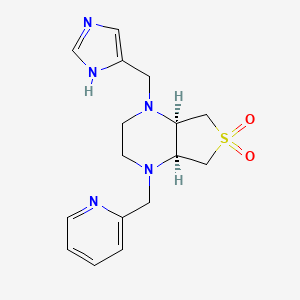 molecular formula C16H21N5O2S B5551053 (4aS*,7aR*)-1-(1H-咪唑-4-基甲基)-4-(2-吡啶基甲基)八氢噻吩并[3,4-b]吡嗪 6,6-二氧化物 