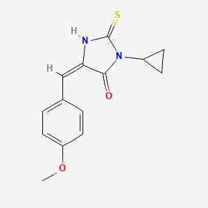 (5E)-3-cyclopropyl-5-(4-methoxybenzylidene)-2-sulfanyl-3,5-dihydro-4H-imidazol-4-one