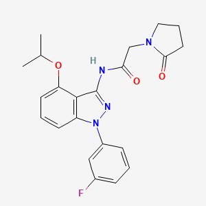 molecular formula C22H23FN4O3 B5551137 N-[1-(3-fluorophenyl)-4-isopropoxy-1H-indazol-3-yl]-2-(2-oxopyrrolidin-1-yl)acetamide 