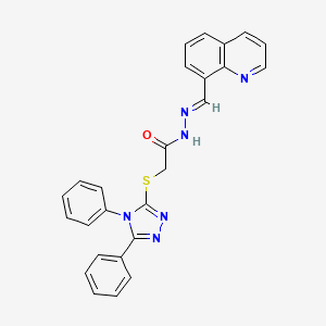 molecular formula C26H20N6OS B5551146 2-[(4,5-二苯基-4H-1,2,4-三唑-3-基)硫代]-N'-(8-喹啉甲叉亚甲基)乙酰肼 