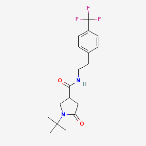 molecular formula C18H23F3N2O2 B5551151 1-tert-butyl-5-oxo-N-{2-[4-(trifluoromethyl)phenyl]ethyl}-3-pyrrolidinecarboxamide 