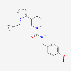 molecular formula C21H28N4O2 B5551163 3-[1-(cyclopropylmethyl)-1H-imidazol-2-yl]-N-(4-methoxybenzyl)-1-piperidinecarboxamide 