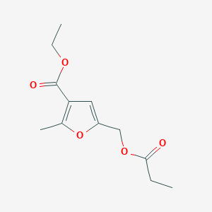 molecular formula C12H16O5 B5551201 ethyl 2-methyl-5-[(propionyloxy)methyl]-3-furoate 