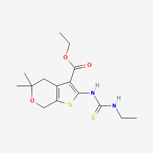 molecular formula C15H22N2O3S2 B5551219 ethyl 2-{[(ethylamino)carbonothioyl]amino}-5,5-dimethyl-4,7-dihydro-5H-thieno[2,3-c]pyran-3-carboxylate 