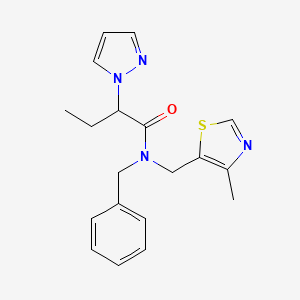 molecular formula C19H22N4OS B5551238 N-benzyl-N-[(4-methyl-1,3-thiazol-5-yl)methyl]-2-(1H-pyrazol-1-yl)butanamide 