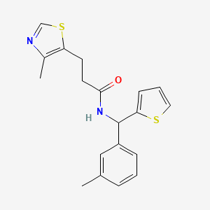 molecular formula C19H20N2OS2 B5551261 N-[(3-methylphenyl)(2-thienyl)methyl]-3-(4-methyl-1,3-thiazol-5-yl)propanamide 
