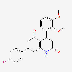 molecular formula C23H22FNO4 B5551279 4-(2,3-dimethoxyphenyl)-7-(4-fluorophenyl)-4,6,7,8-tetrahydro-2,5(1H,3H)-quinolinedione 