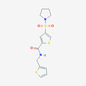 molecular formula C14H16N2O3S3 B5551292 4-(1-吡咯烷基磺酰基)-N-(2-噻吩基甲基)-2-噻吩甲酰胺 