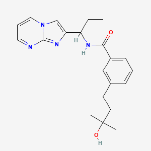 molecular formula C21H26N4O2 B5551300 3-(3-hydroxy-3-methylbutyl)-N-(1-imidazo[1,2-a]pyrimidin-2-ylpropyl)benzamide 