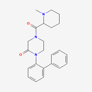 molecular formula C23H27N3O2 B5551316 1-(2-biphenylyl)-4-[(1-methyl-2-piperidinyl)carbonyl]-2-piperazinone 