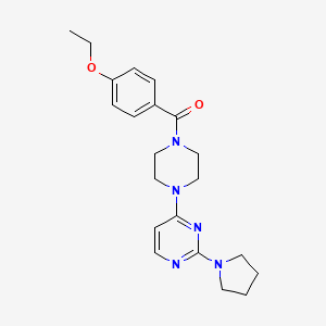 molecular formula C21H27N5O2 B5551334 4-[4-(4-ethoxybenzoyl)-1-piperazinyl]-2-(1-pyrrolidinyl)pyrimidine 