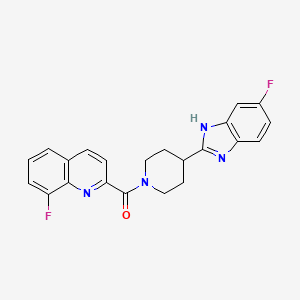 molecular formula C22H18F2N4O B5551359 8-氟-2-{[4-(5-氟-1H-苯并咪唑-2-基)-1-哌啶基]羰基}喹啉 