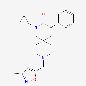 molecular formula C23H29N3O2 B5551364 2-cyclopropyl-9-[(3-methyl-5-isoxazolyl)methyl]-4-phenyl-2,9-diazaspiro[5.5]undecan-3-one 