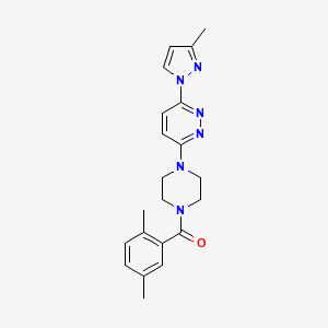 molecular formula C21H24N6O B5551380 3-[4-(2,5-dimethylbenzoyl)-1-piperazinyl]-6-(3-methyl-1H-pyrazol-1-yl)pyridazine 