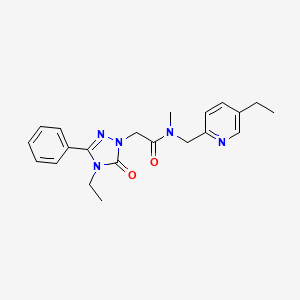 molecular formula C21H25N5O2 B5551458 2-(4-ethyl-5-oxo-3-phenyl-4,5-dihydro-1H-1,2,4-triazol-1-yl)-N-[(5-ethyl-2-pyridinyl)methyl]-N-methylacetamide 