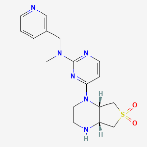 molecular formula C17H22N6O2S B5551460 4-[(4aR*,7aS*)-6,6-dioxidohexahydrothieno[3,4-b]pyrazin-1(2H)-yl]-N-methyl-N-(pyridin-3-ylmethyl)pyrimidin-2-amine 