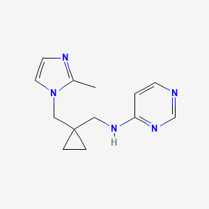molecular formula C13H17N5 B5551478 N-({1-[(2-methyl-1H-imidazol-1-yl)methyl]cyclopropyl}methyl)pyrimidin-4-amine 