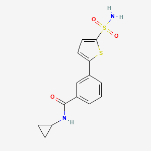 molecular formula C14H14N2O3S2 B5551481 3-[5-(aminosulfonyl)-2-thienyl]-N-cyclopropylbenzamide 