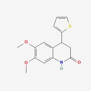 molecular formula C15H15NO3S B5551494 6,7-dimethoxy-4-(2-thienyl)-3,4-dihydro-2(1H)-quinolinone 