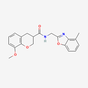 8-methoxy-N-[(4-methyl-1,3-benzoxazol-2-yl)methyl]-3-chromanecarboxamide