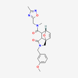 molecular formula C22H24N4O5 B5551564 (3aR*,6S*)-2-(3-methoxybenzyl)-N-methyl-N-[(3-methyl-1,2,4-oxadiazol-5-yl)methyl]-1-oxo-1,2,3,6,7,7a-hexahydro-3a,6-epoxyisoindole-7-carboxamide 